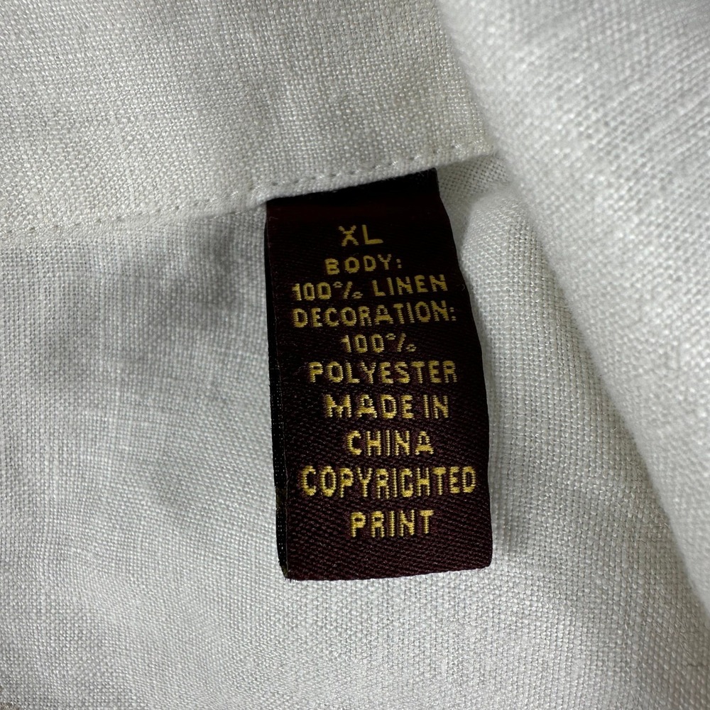 Tommy Bahama Golf Shirt Mens XL White Linen Pineapple Embroidered Coastal Resort - Picture 5 of 8